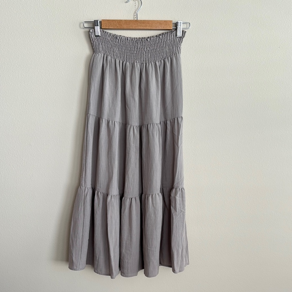 Midi Skirt gray taupe tiered